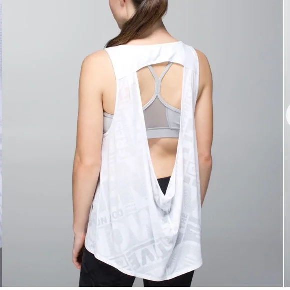 Lululemon Next To Nothing Tank Exploded Manifesto Pop Block Burnout White - Picture 2 of 11